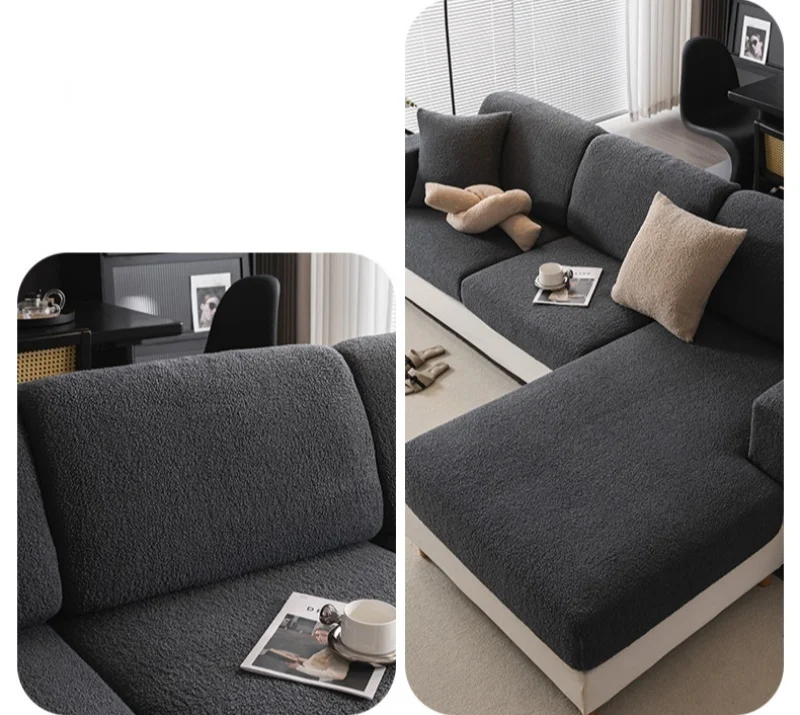 Teddy Fleece Sofa Cover Waterproof Universal Slipcover