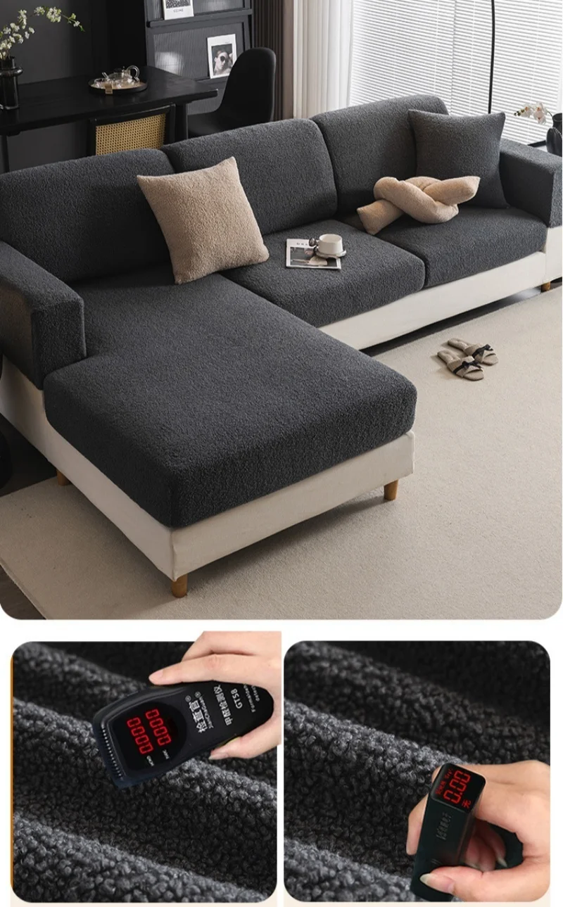 Teddy Fleece Sofa Cover Waterproof Universal Slipcover