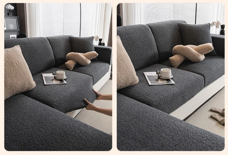 Teddy Fleece Sofa Cover Waterproof Universal Slipcover