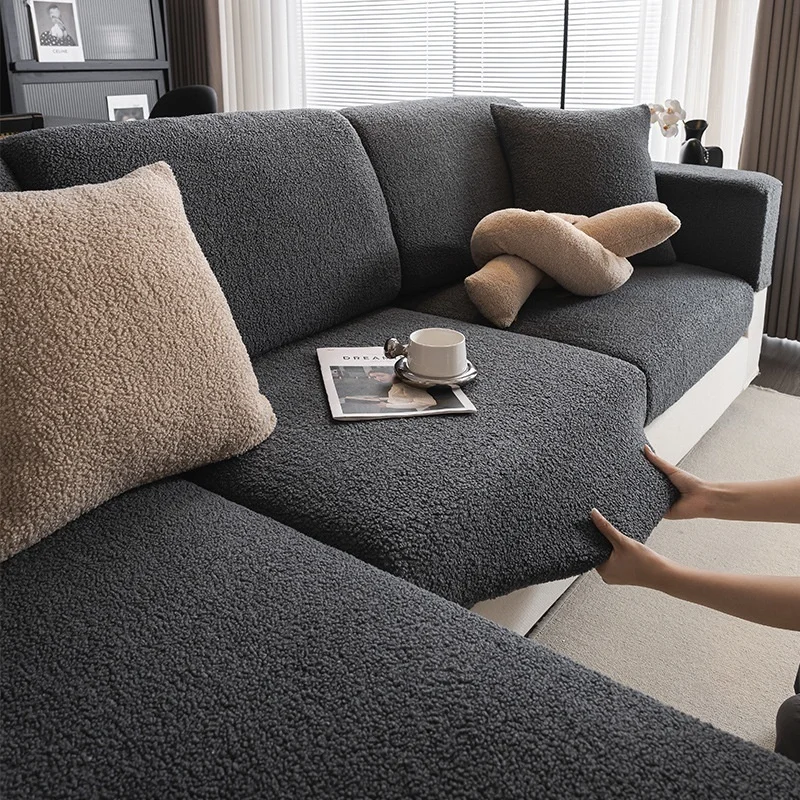 Teddy Fleece Sofa Cover Waterproof Universal Slipcover LINENS & BEDDING Color : Beige|Coffee|Black|Grey Teddy Fleece Sofa Cover Waterproof Universal Slipcover LINENS & BEDDING Color : Beige|Coffee|Black|Grey