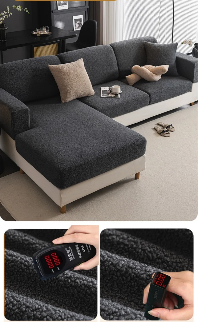 Teddy Fleece Sofa Cover Waterproof Universal Slipcover