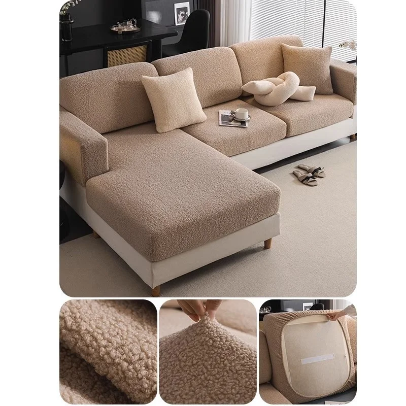 Teddy Fleece Sofa Cover Waterproof Universal Slipcover