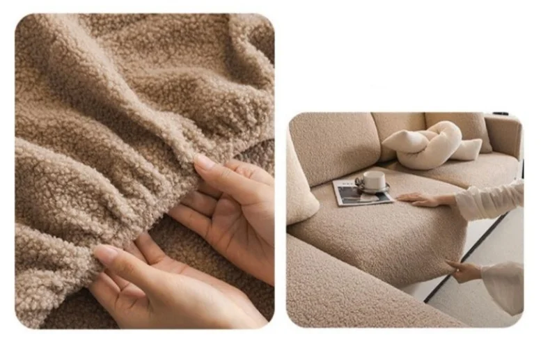Teddy Fleece Sofa Cover Waterproof Universal Slipcover