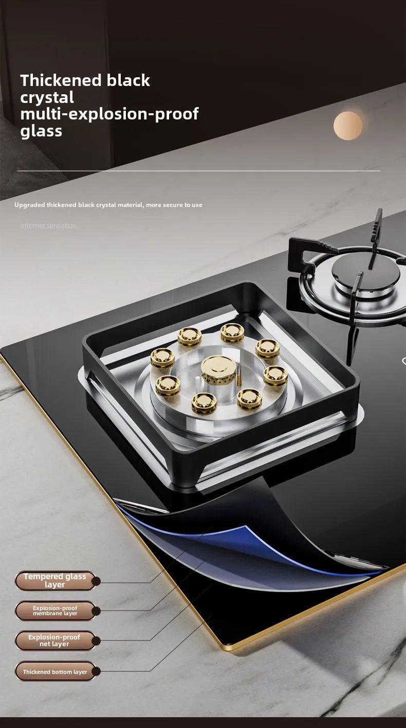 Three-burner gas stove desktop fierce fire gas stove embedded natural gas three-burner stove for home use