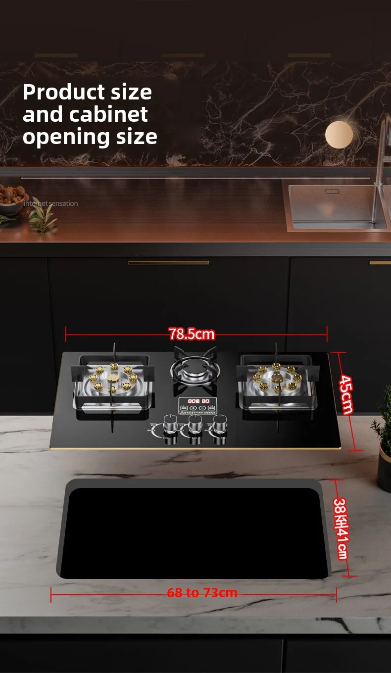 Three-burner gas stove desktop fierce fire gas stove embedded natural gas three-burner stove for home use