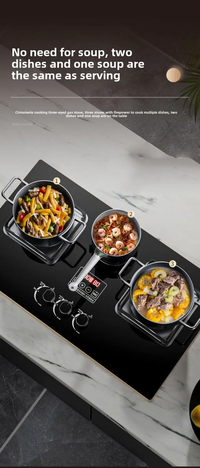 Three-burner gas stove desktop fierce fire gas stove embedded natural gas three-burner stove for home use
