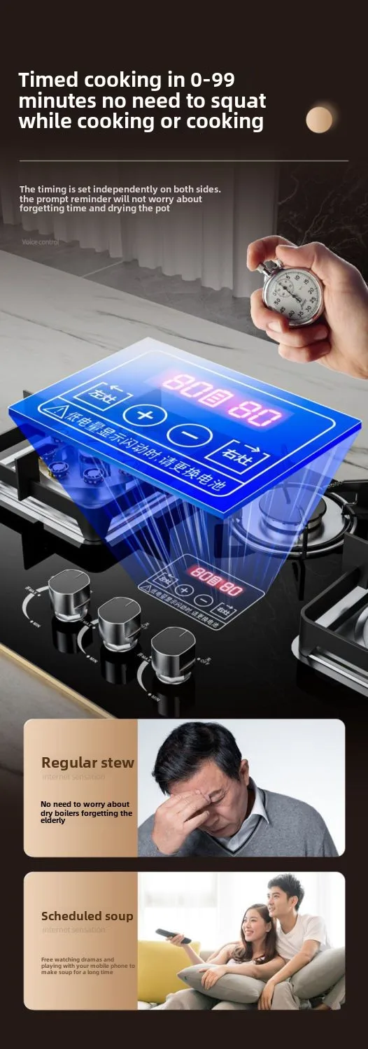 Three-burner gas stove desktop fierce fire gas stove embedded natural gas three-burner stove for home use