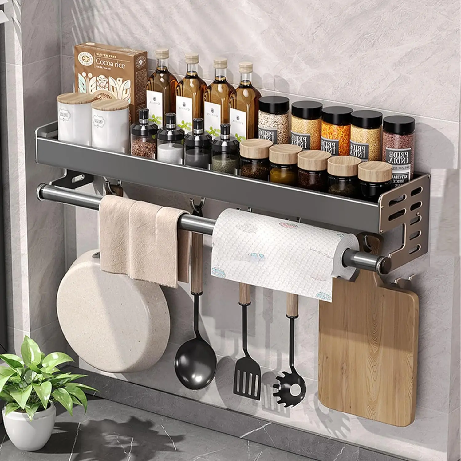 Wall Mount Utensil Holder Multifunctional Spice Organizer Wall Mount Utensil Holder Multifunctional Spice Organizer