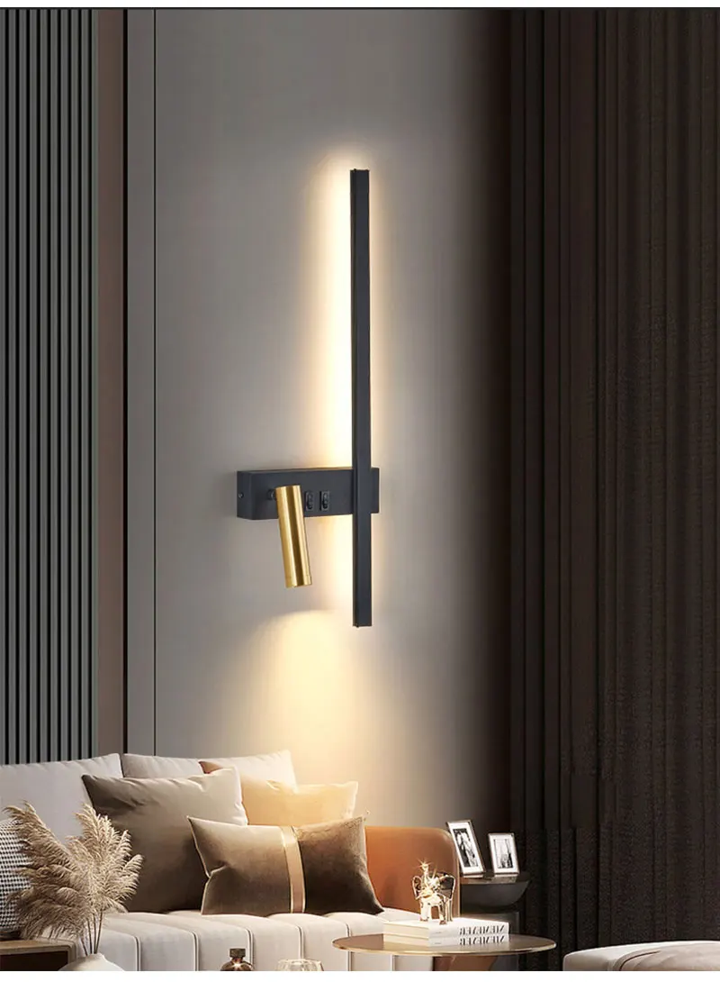Wall lamp Nordic modern black and white minimalist living room