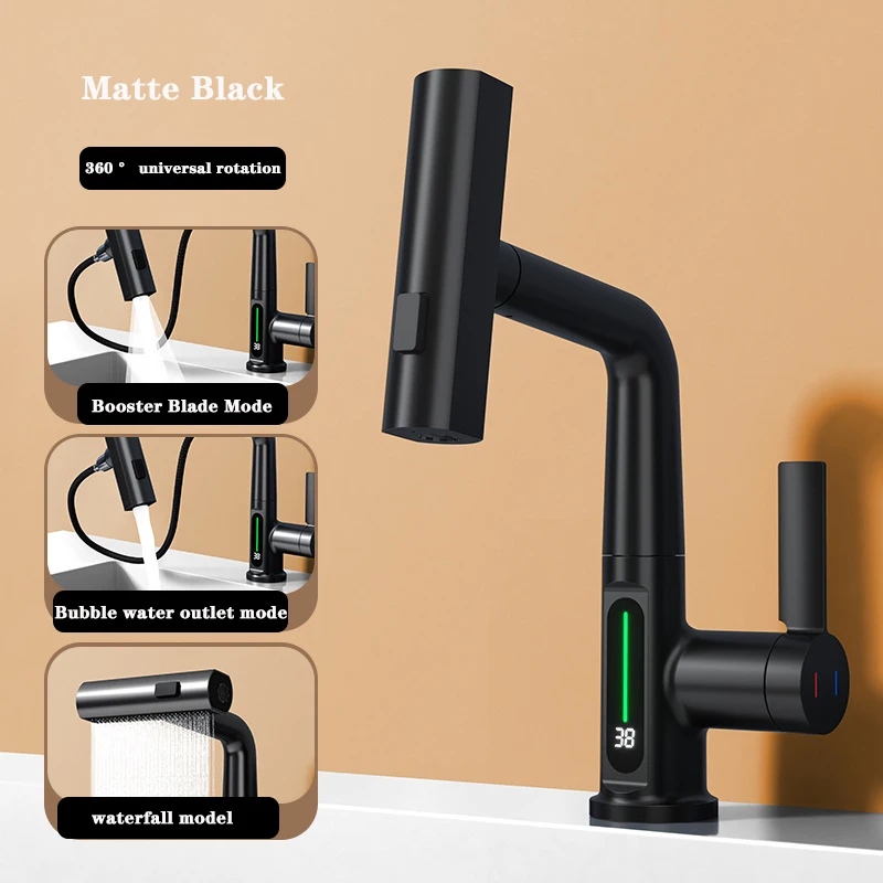 Waterfall Basin Faucet Pull-Out Kitchen & Bathroom Faucet