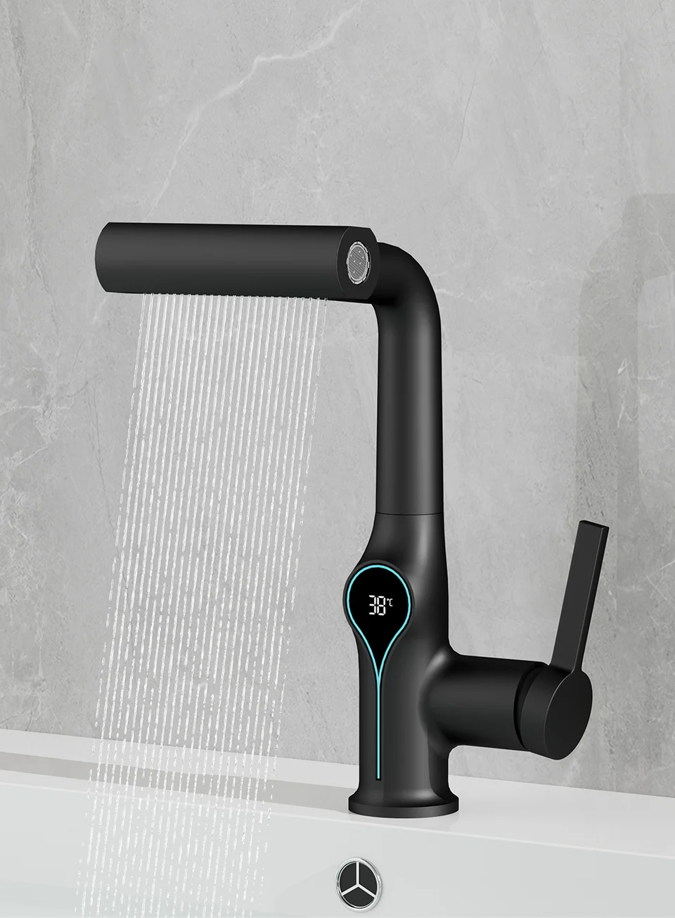 Waterfall Temperature Digital Display Basin Faucet Lift Up Down Stream Sprayer Hot Cold Water Sink Mixer Wash Tap For Bathroom Waterfall Temperature Digital Display Basin Faucet Lift Up Down Stream Sprayer Hot Cold Water Sink Mixer Wash Tap For Bathroom