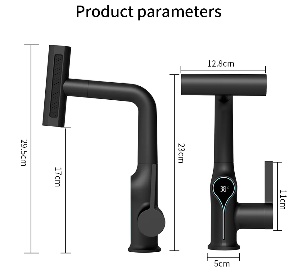 Waterfall Temperature Digital Display Basin Faucet Lift Up Down Stream Sprayer Hot Cold Water Sink Mixer Wash Tap For Bathroom Waterfall Temperature Digital Display Basin Faucet Lift Up Down Stream Sprayer Hot Cold Water Sink Mixer Wash Tap For Bathroom
