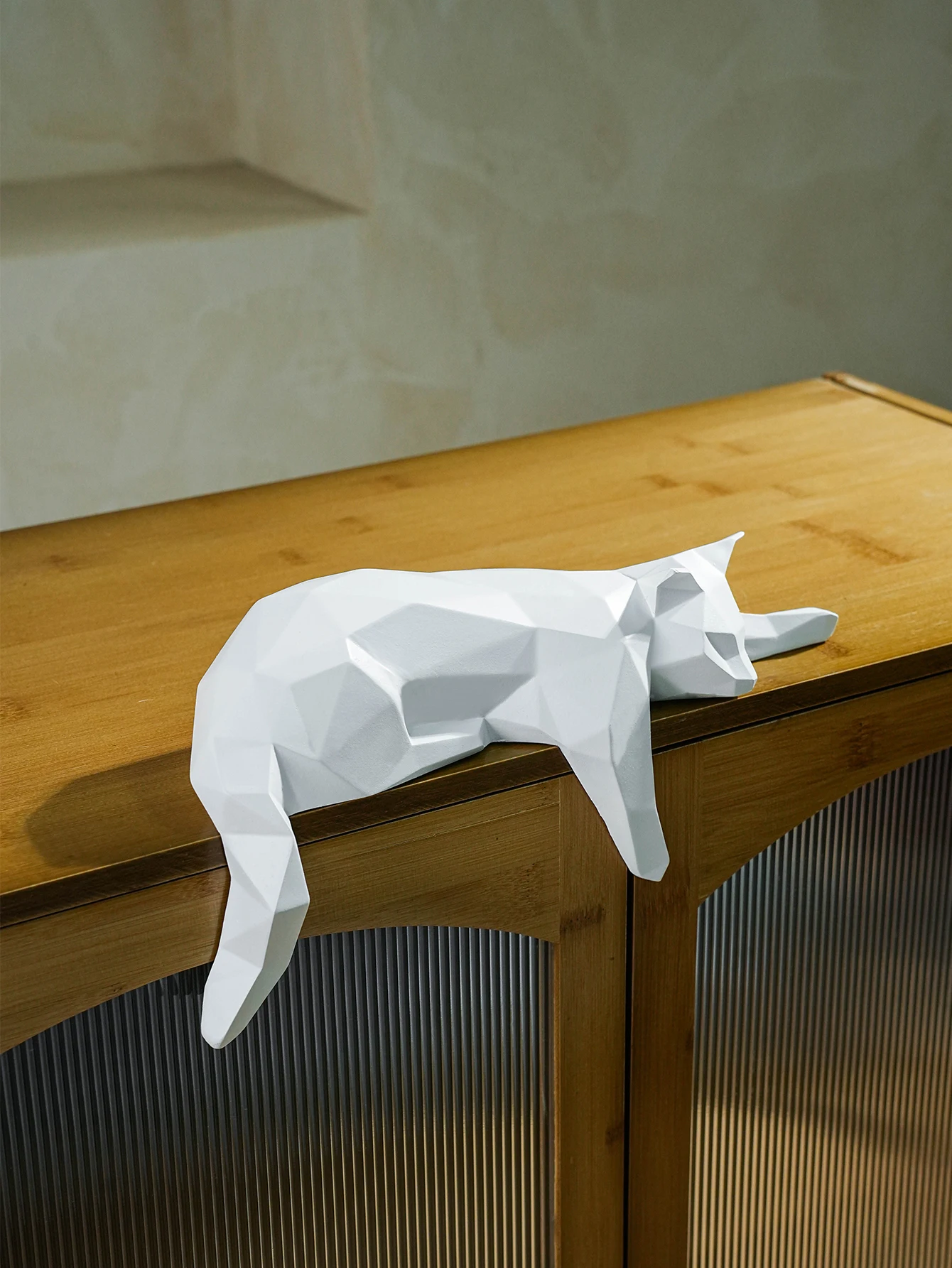 White Black Cat Statue - Geometric Modern Room Decor White Black Cat Statue - Geometric Modern Room Decor