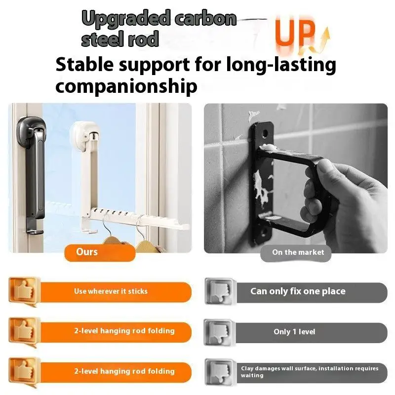 With Suction Cup Foldable Retractable Portable Clothes Drying Folding Clothes Racks