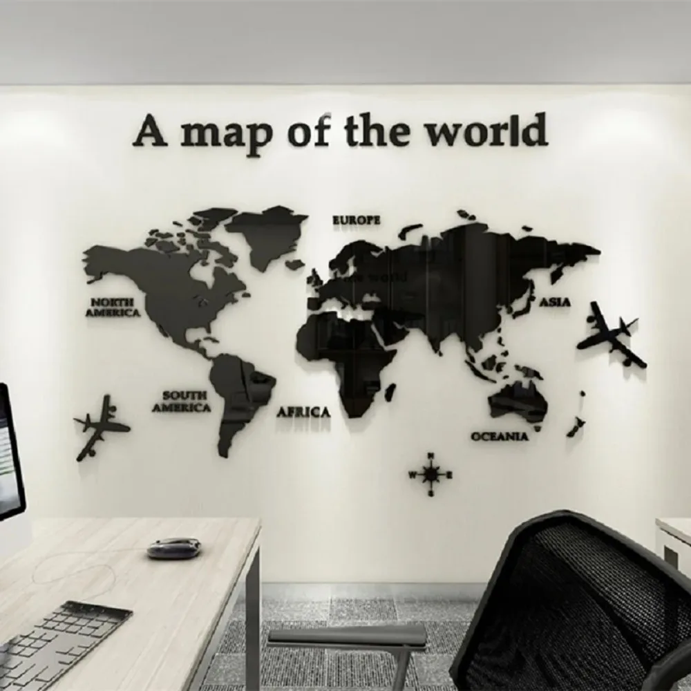 World Map Wall DIY 3D Acrylic Wall Stickers