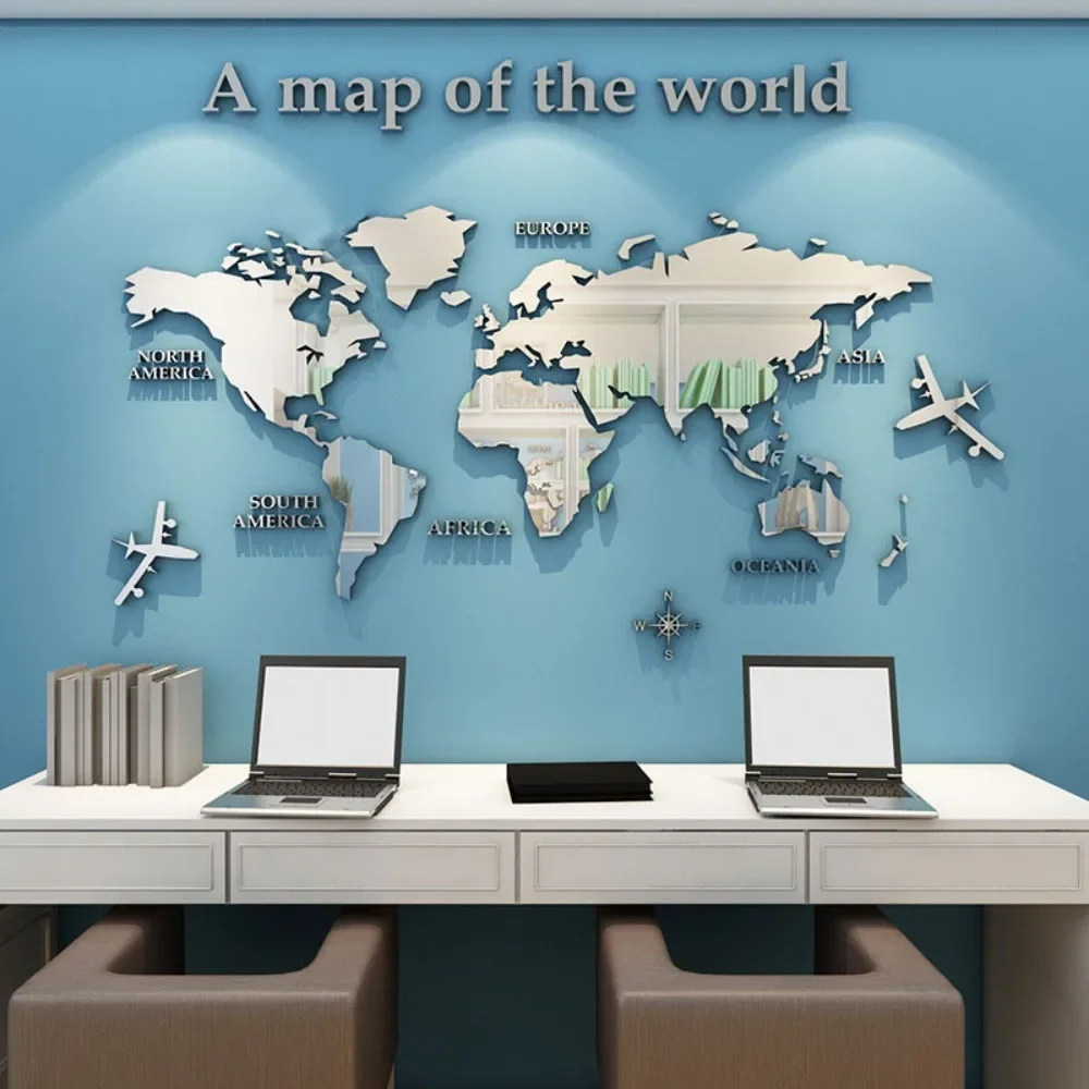 World Map Wall DIY 3D Acrylic Wall Stickers