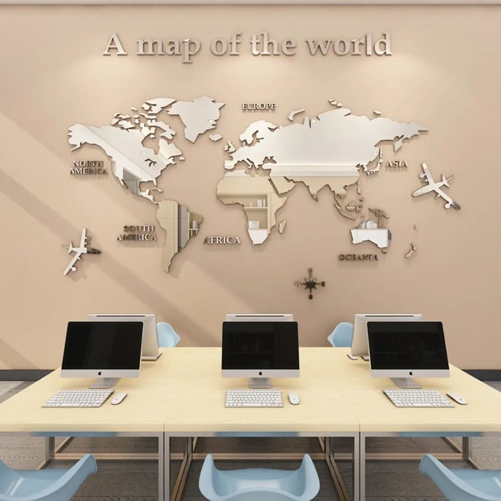 World Map Wall DIY 3D Acrylic Wall Stickers
