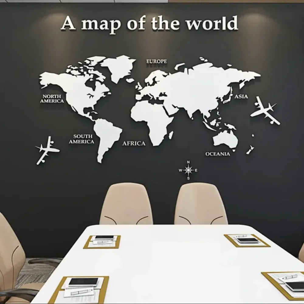 World Map Wall DIY 3D Acrylic Wall Stickers