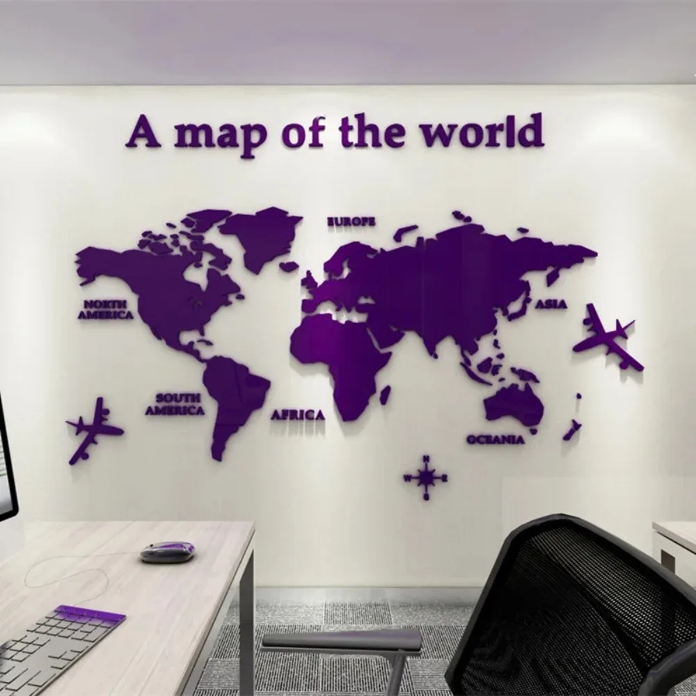 World Map Wall DIY 3D Acrylic Wall Stickers