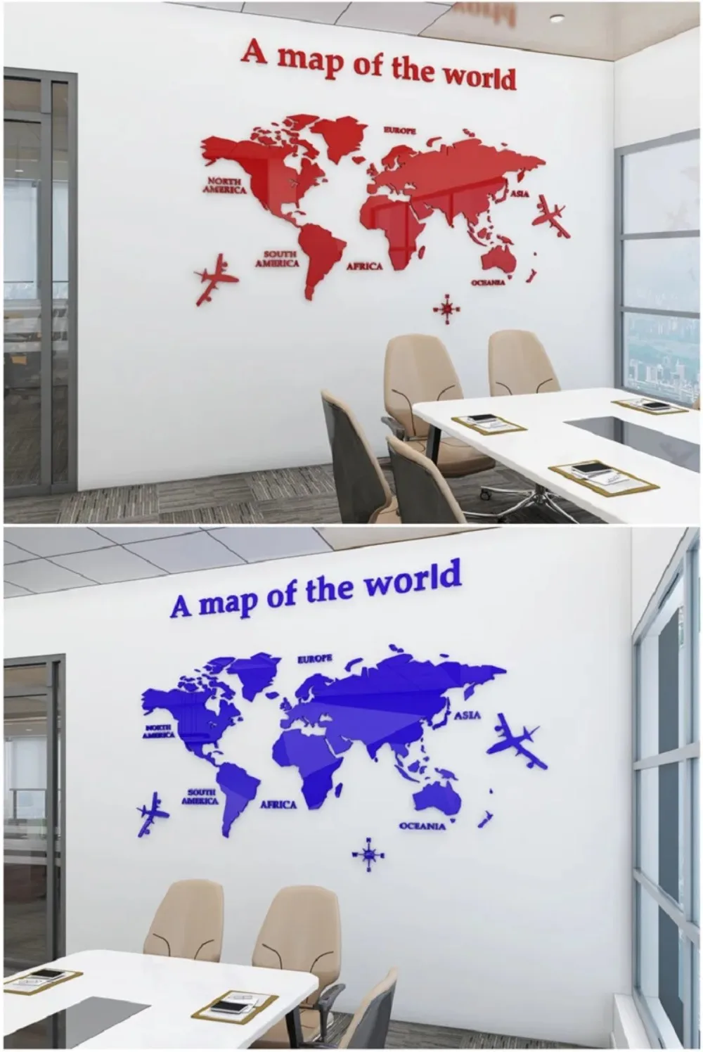 World Map Wall DIY 3D Acrylic Wall Stickers