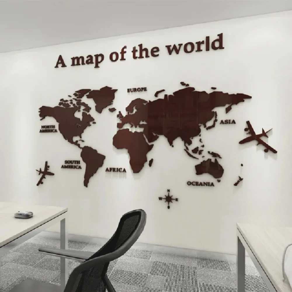 World Map Wall DIY 3D Acrylic Wall Stickers