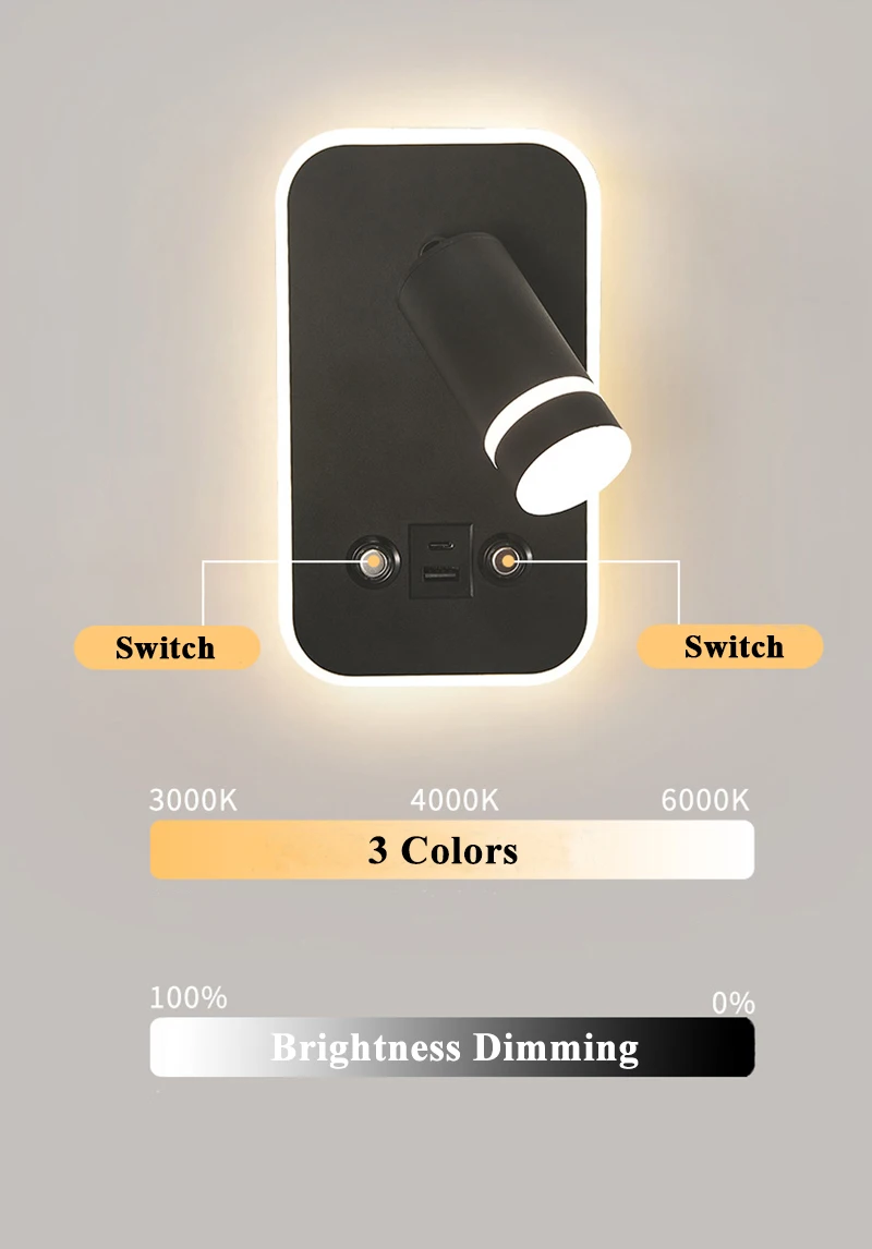 metal Body Acrylic Lampshade Spot Dimming Sconce Light