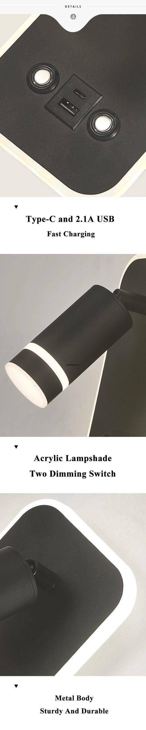 metal Body Acrylic Lampshade Spot Dimming Sconce Light