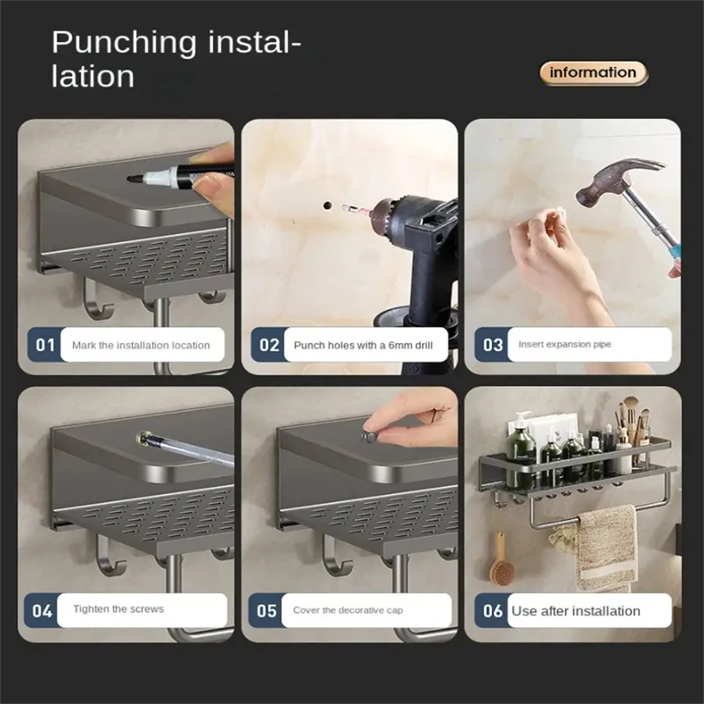 1/2pcs Aluminum Wall-Mounted Spice Rack