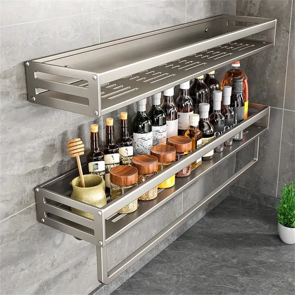 1/2pcs Aluminum Wall-Mounted Spice Rack