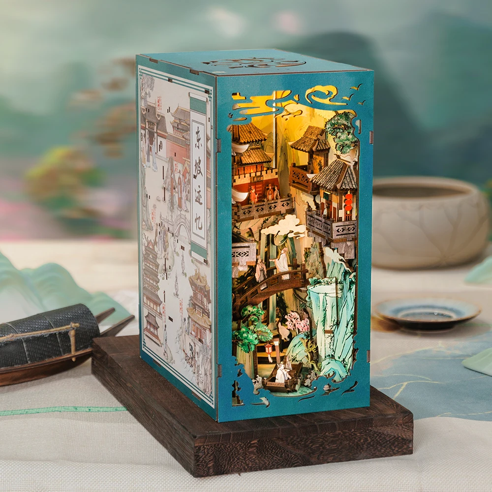 CUTEBEE Antiquity Book Nook Chinese Style Doll House Kit with Touch Light CUTEBEE Antiquity Book Nook Chinese Style Doll House Kit with Touch Light