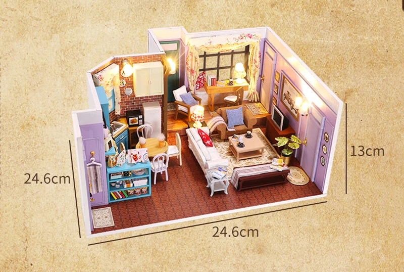 DIY Wooden Monica's Apartment Casa Miniature Building Kits DIY Wooden Monica's Apartment Casa Miniature Building Kits