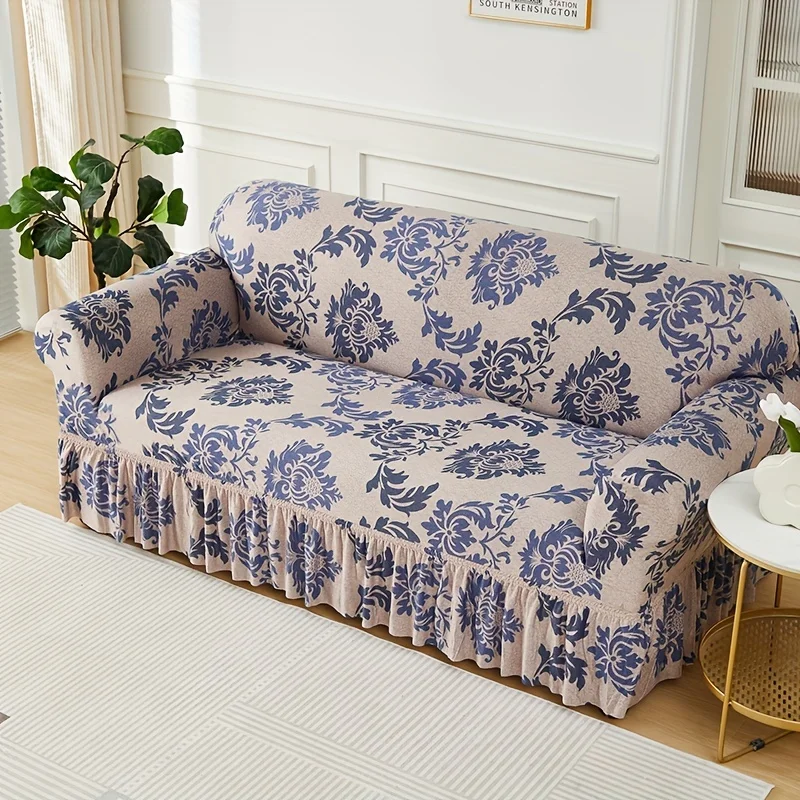 1pc Floral Printed Sofa Slipcover Non-slip Sofa Cover With Skirt 1pc Floral Printed Sofa Slipcover Non-slip Sofa Cover With Skirt