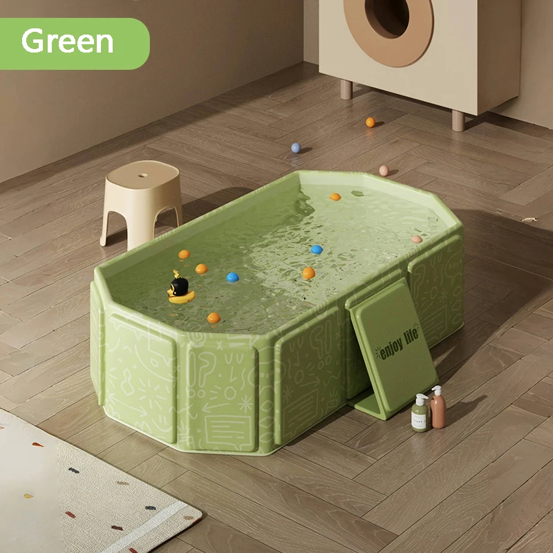 1PC green and white children’s portable thick folding bathtub BATHROOM ACCESSORIES Color: Green 1PC green and white children's portable thick folding bathtub BATHROOM ACCESSORIES Color: Green