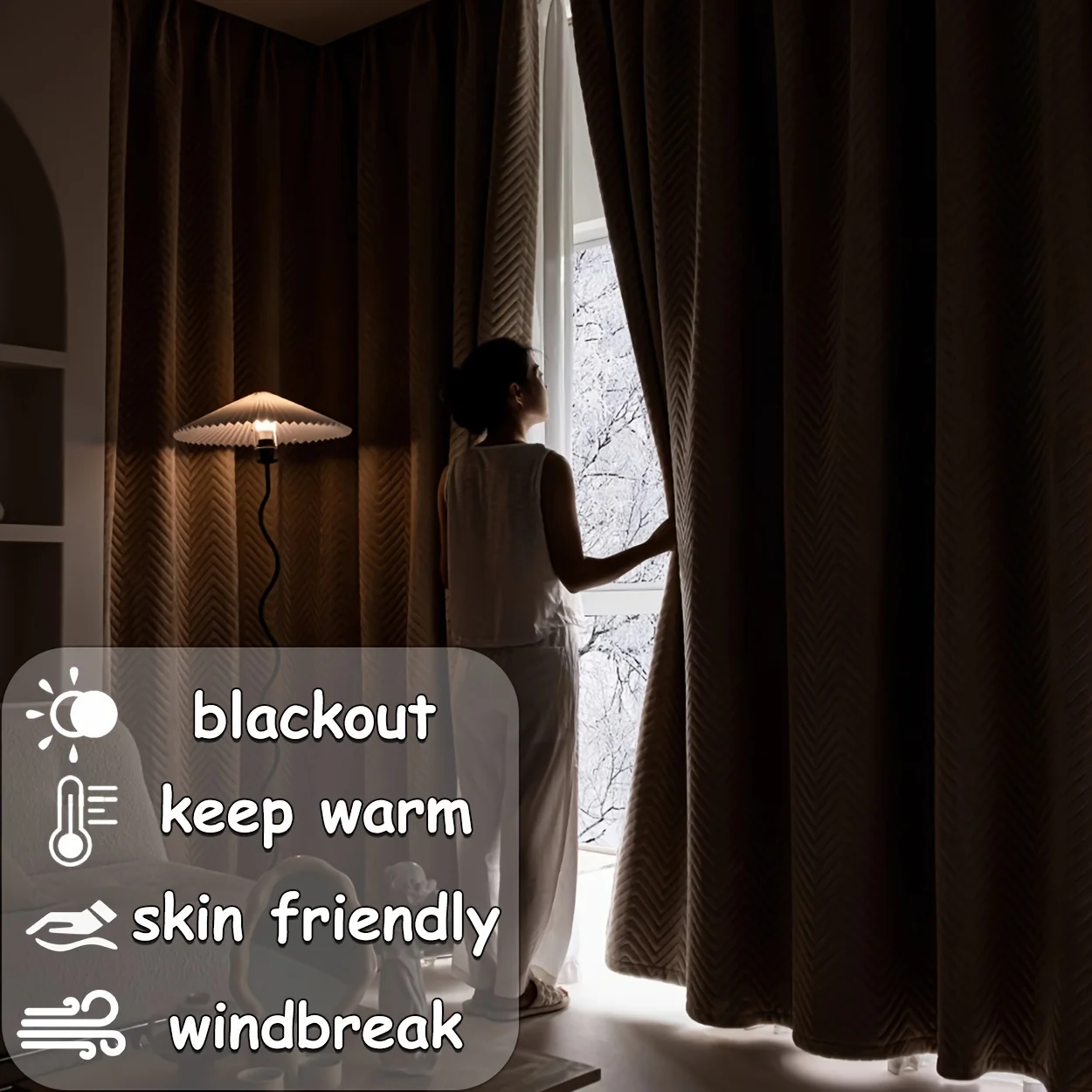 1Pc Thick Blackout Curtains with Velvet Lining 1Pc Thick Blackout Curtains with Velvet Lining