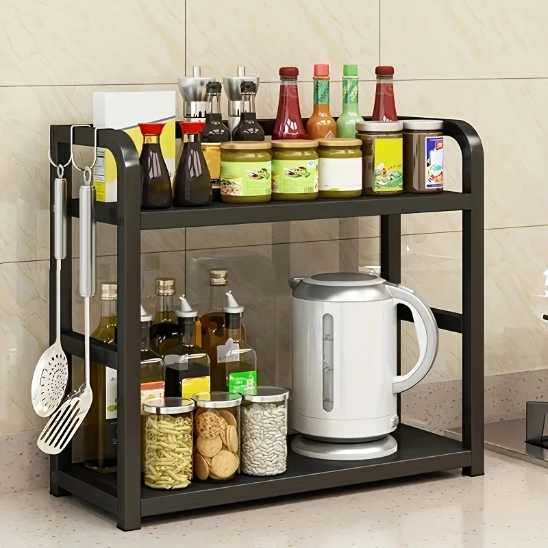 1pc 2-Tier Metal Countertop Shelf