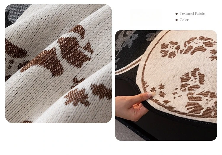 1pc Floral Jacquard Unique Shape Anti-Slip Chenille Sofa Cover