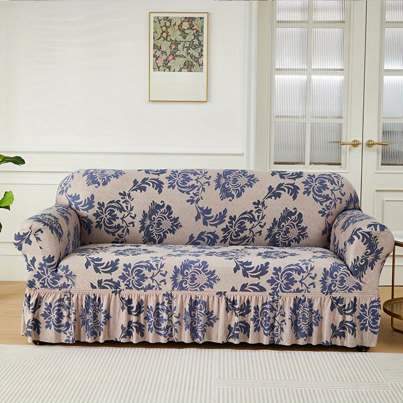 1pc Floral Printed Sofa Slipcover Non-slip Sofa Cover With Skirt 1pc Floral Printed Sofa Slipcover Non-slip Sofa Cover With Skirt