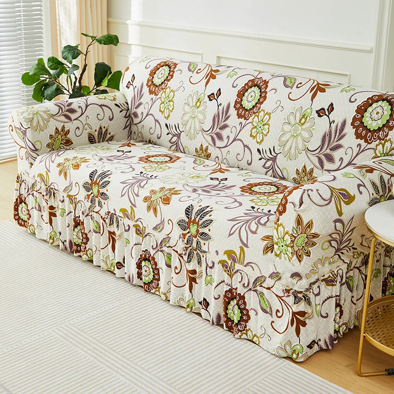 1pc Floral Printed Sofa Slipcover Non-slip Sofa Cover With Skirt 1pc Floral Printed Sofa Slipcover Non-slip Sofa Cover With Skirt