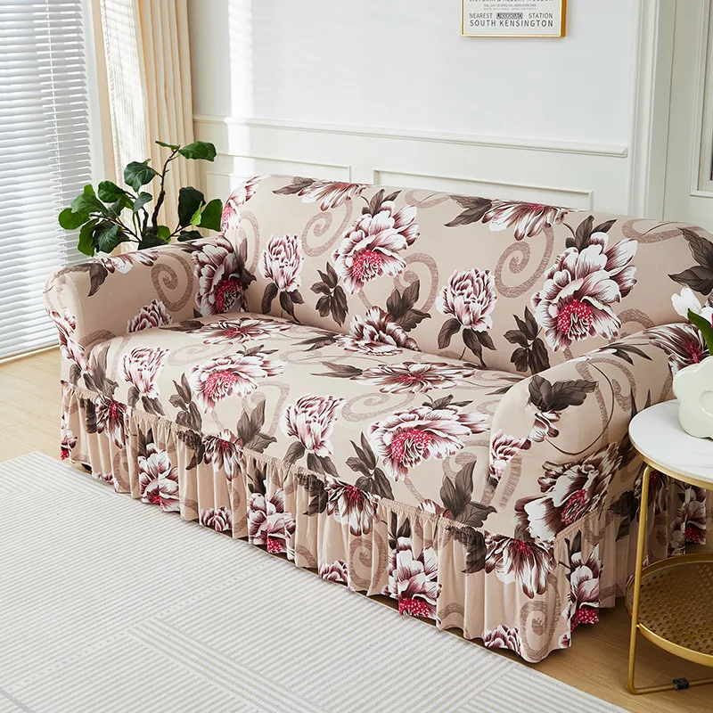 1pc Floral Printed Sofa Slipcover Non-slip Sofa Cover With Skirt 1pc Floral Printed Sofa Slipcover Non-slip Sofa Cover With Skirt
