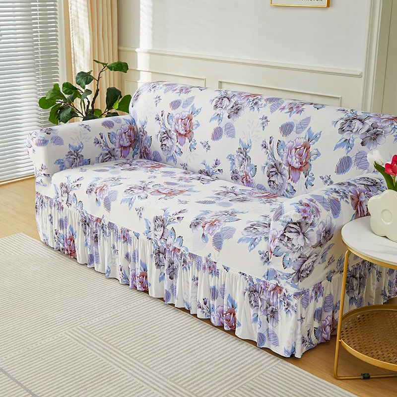 1pc Floral Printed Sofa Slipcover Non-slip Sofa Cover With Skirt 1pc Floral Printed Sofa Slipcover Non-slip Sofa Cover With Skirt