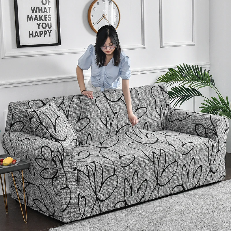 1pc Flower Printed Elastic Sofa Cover