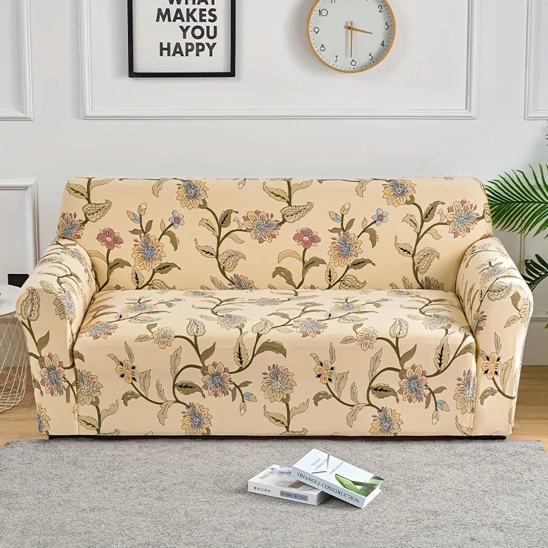 1pc Flower Printed Elastic Sofa Cover