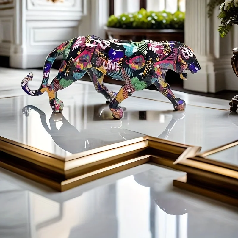 1pc Hand-Painted Realistic Leopard Resin Statue FIGURINES & MINIATURES 1pc Hand-Painted Realistic Leopard Resin Statue FIGURINES & MINIATURES