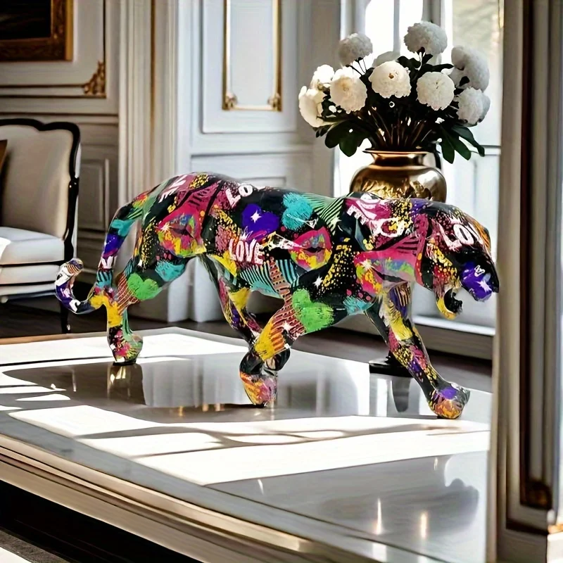 1pc Hand-Painted Realistic Leopard Resin Statue