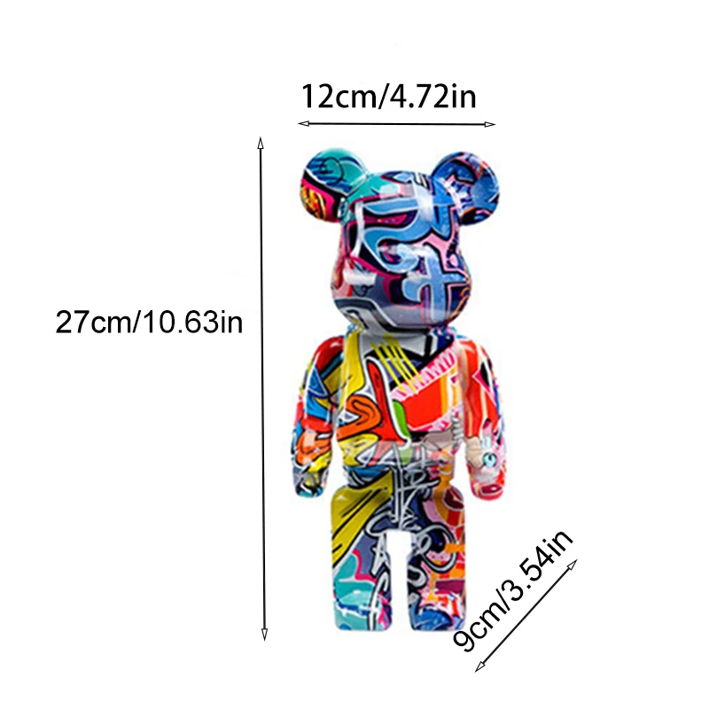 27cm/10Inches Graffiti Bear Figurine Home Decor Animal Abstract Ornament Storage Money Jar Modern Room Sculpture Table Decor