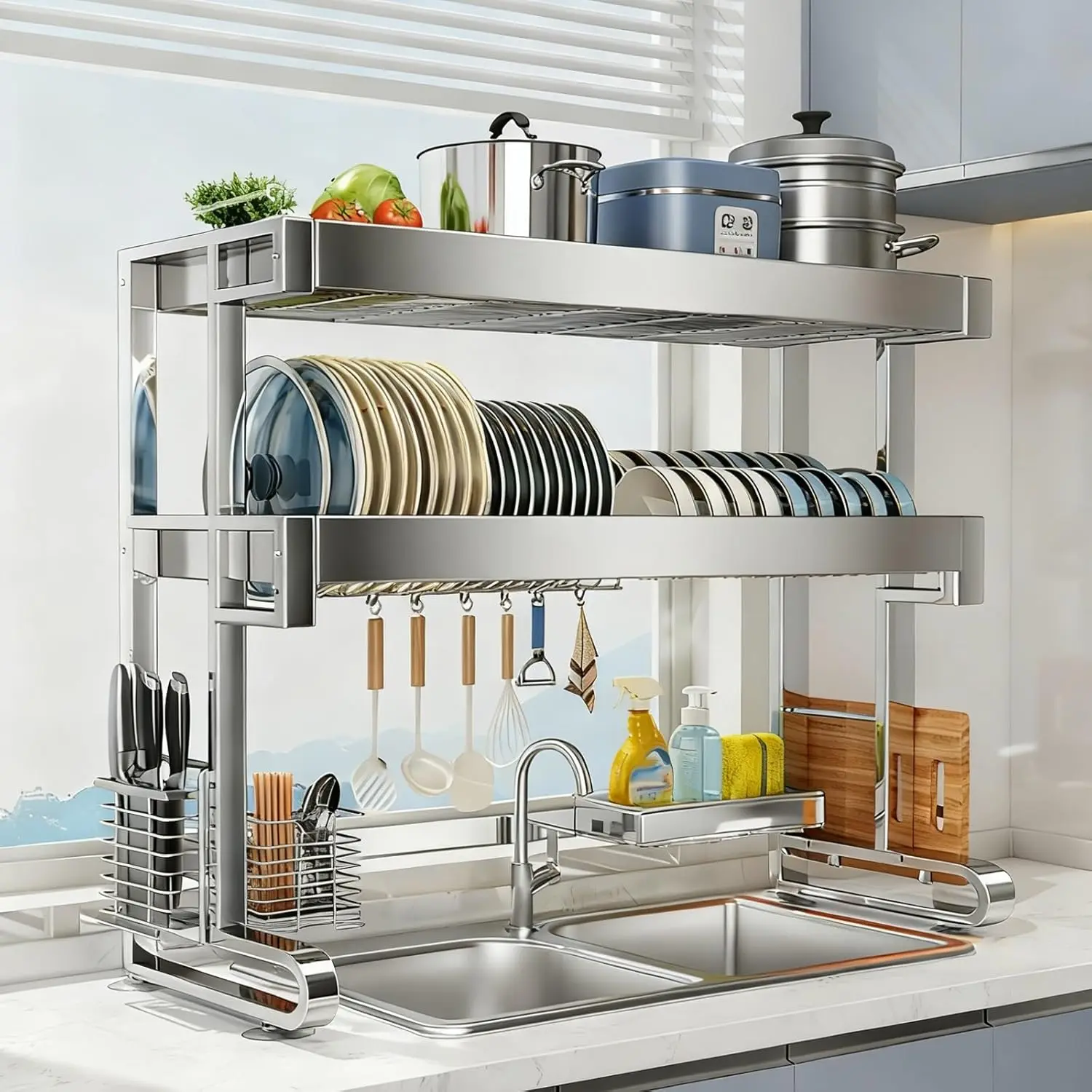 304 Stainless Steel Kitchen Sink Rack Multi-functional Dish Drainer 304 Stainless Steel Kitchen Sink Rack Multi-functional Dish Drainer