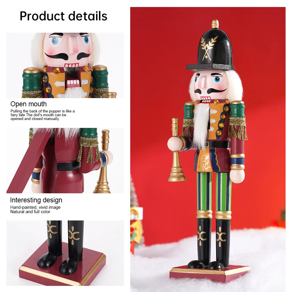 30cm Nutcracker Puppet Soldier Ornament Doll Merry Christmas Decoration Creative Gift Wooden Handicrafts Desktop Cute Ornament 30cm Nutcracker Puppet Soldier Ornament Doll Merry Christmas Decoration Creative Gift Wooden Handicrafts Desktop Cute Ornament