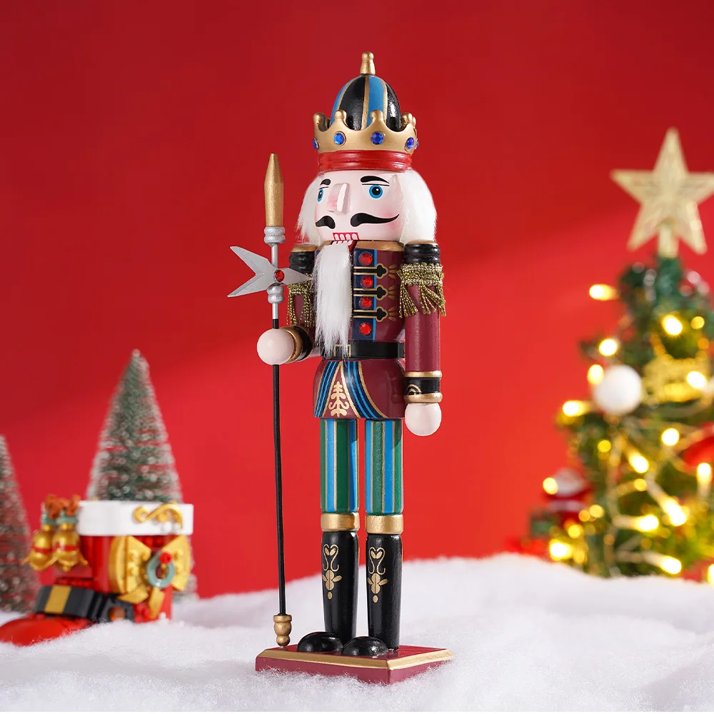30cm Nutcracker Puppet Soldier Ornament Doll Merry Christmas Decoration Creative Gift Wooden Handicrafts Desktop Cute Ornament