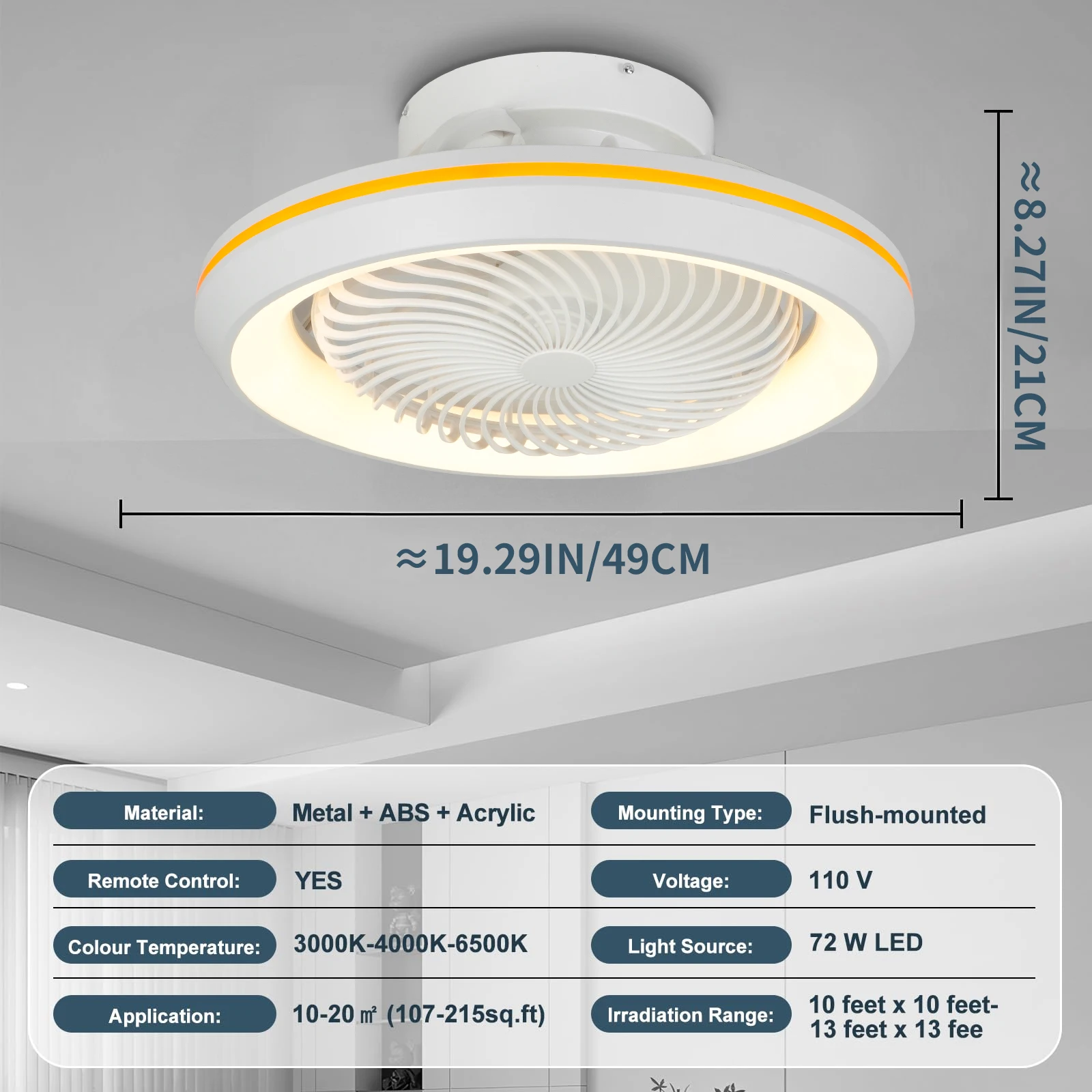 360° Degree Rotating Electric Circulite ceiling Fan LIGHTING Blade Color : Orange|White|Grey|White-XFC 360° Degree Rotating Electric Circulite ceiling Fan LIGHTING Blade Color : Orange|White|Grey|White-XFC