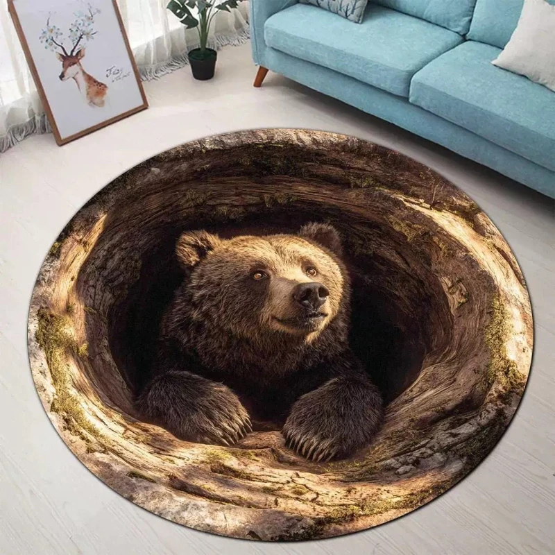 3D Vision Three-dimensional Round Home Floor Mat Trap Rug